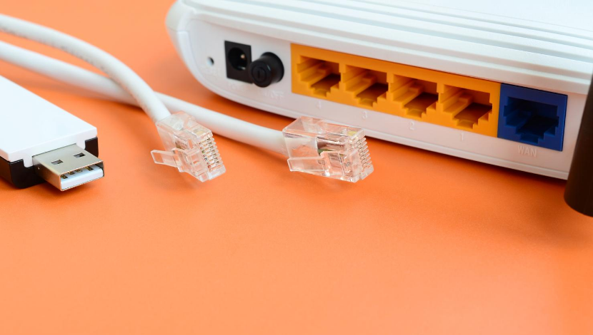 Ethernet cables and a USB stick